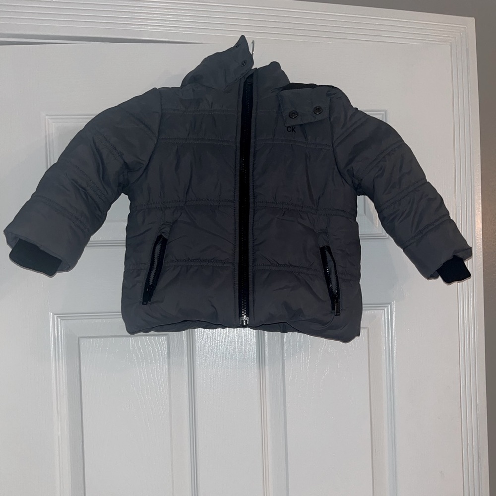 Toddler Boys Calvin Klein grey and black puffer coat